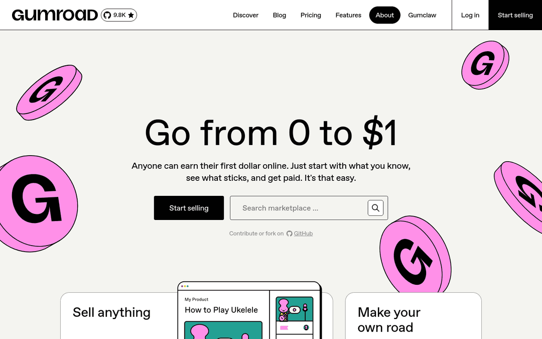 Gumroad homepage