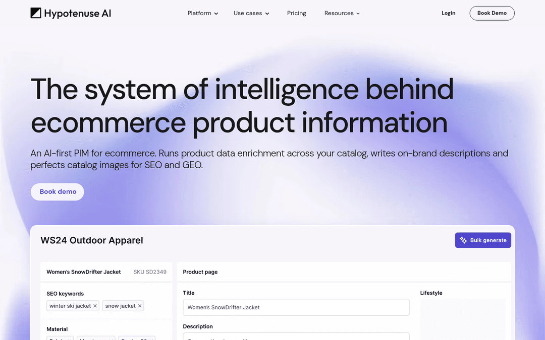 Hypotenuse AI homepage
