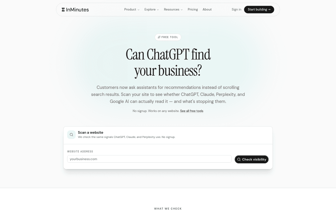 InMinutes AI visibility and growth tools