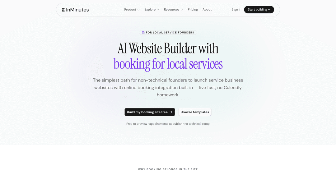 Online booking built into the website