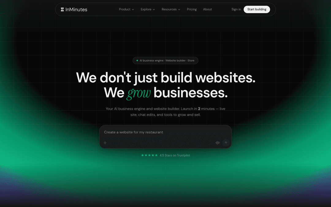 InMinutes: describe your business, get a professional website