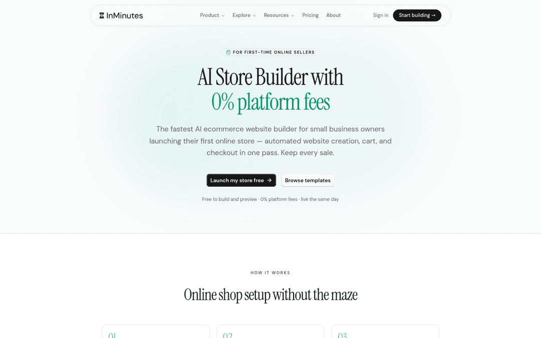 InMinutes AI Store builder