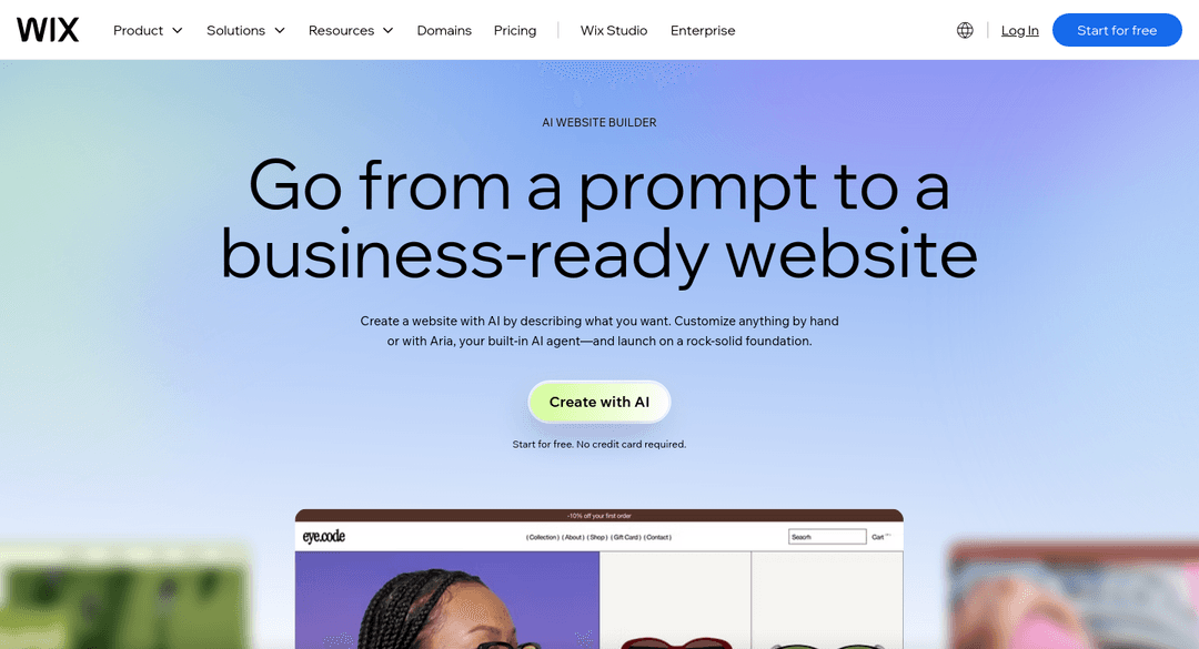 Wix AI website builder
