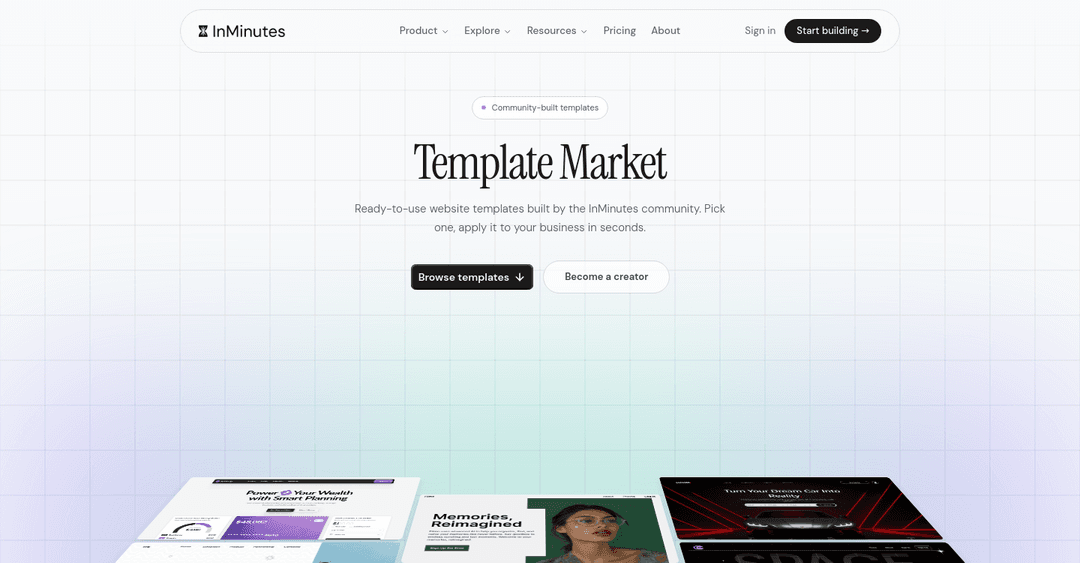 InMinutes templates and generated sites