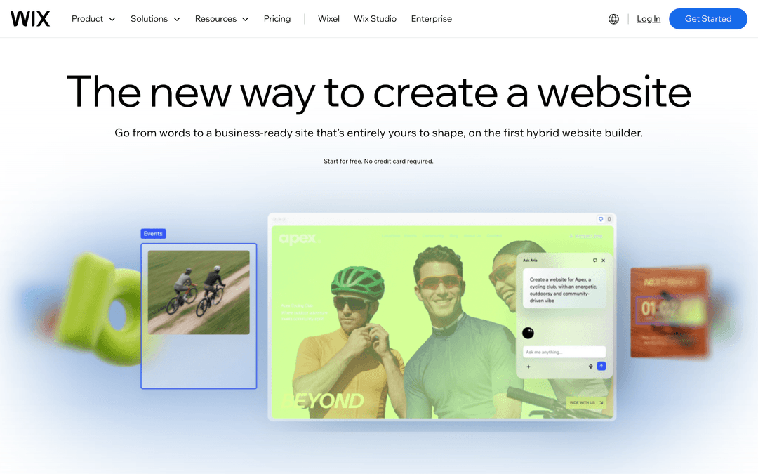 Wix AI website builder homepage