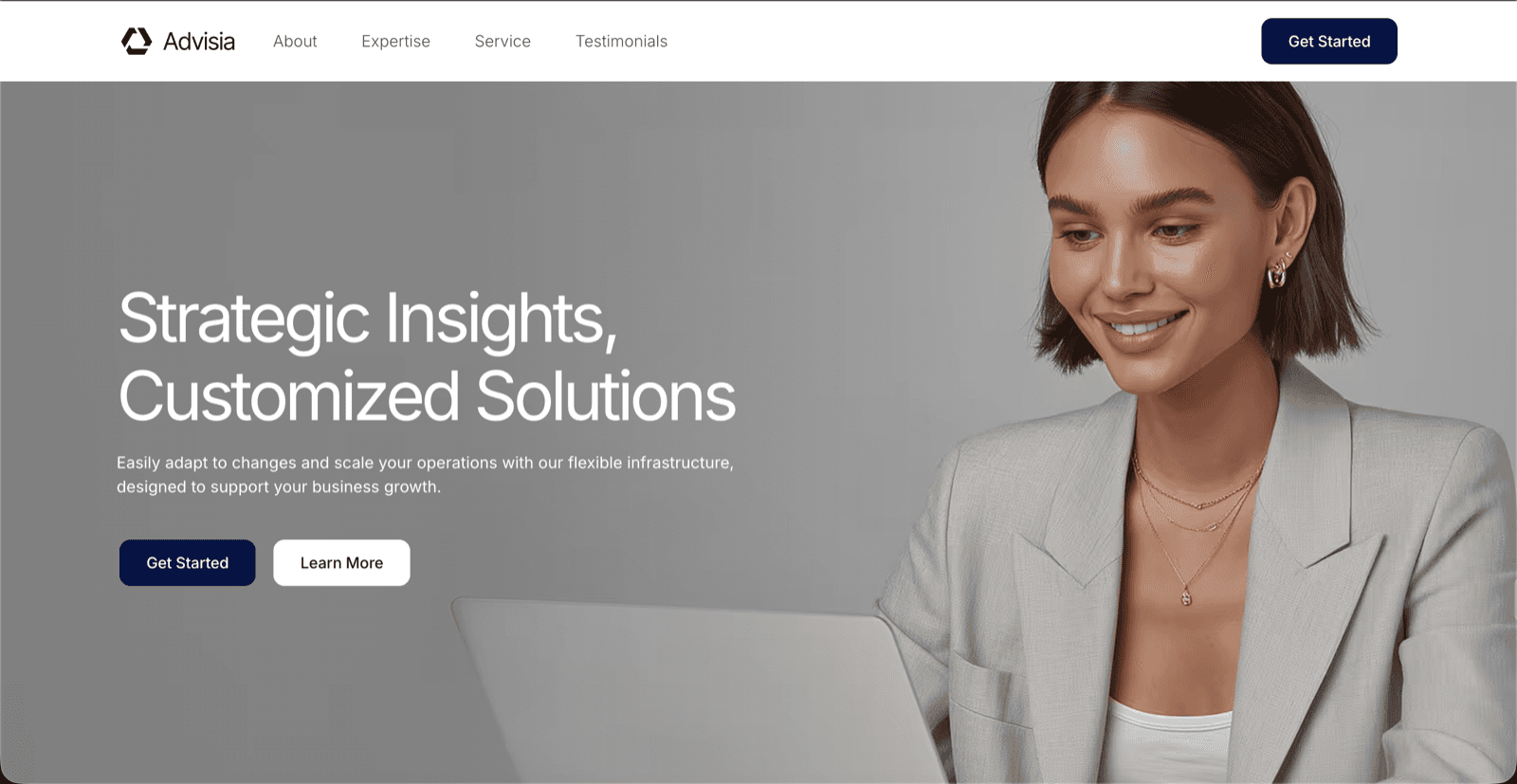 Consulting website with an enquiry form, generated on InMinutes