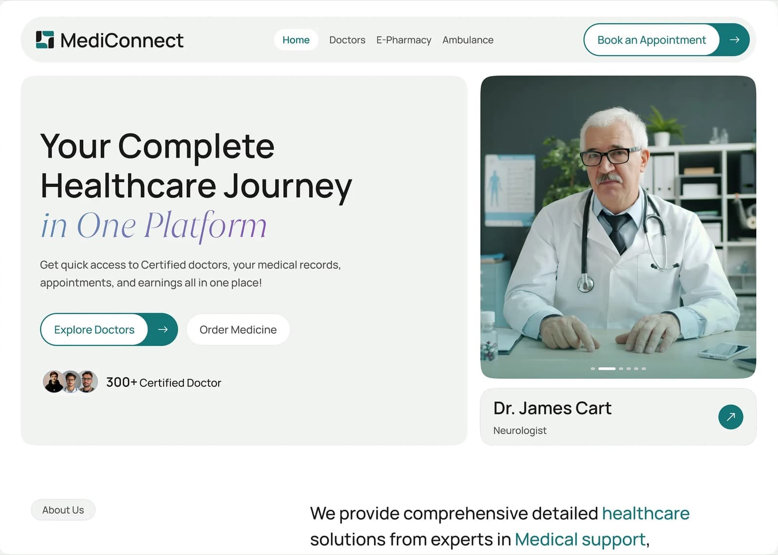 Clinic website with an online appointment flow, generated on InMinutes