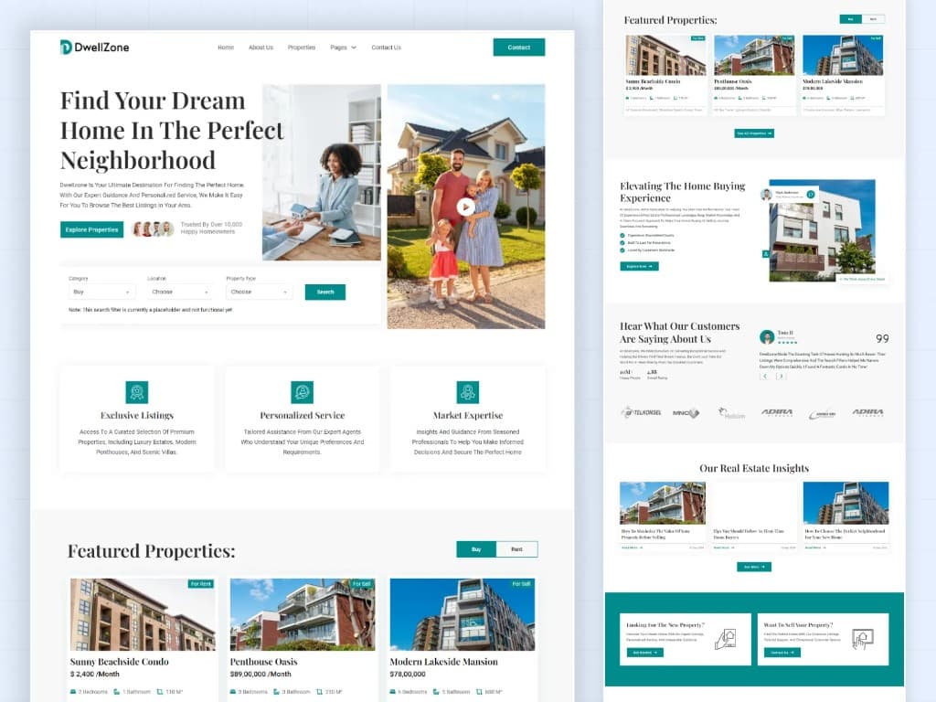 Property services website with listings — generated on InMinutes