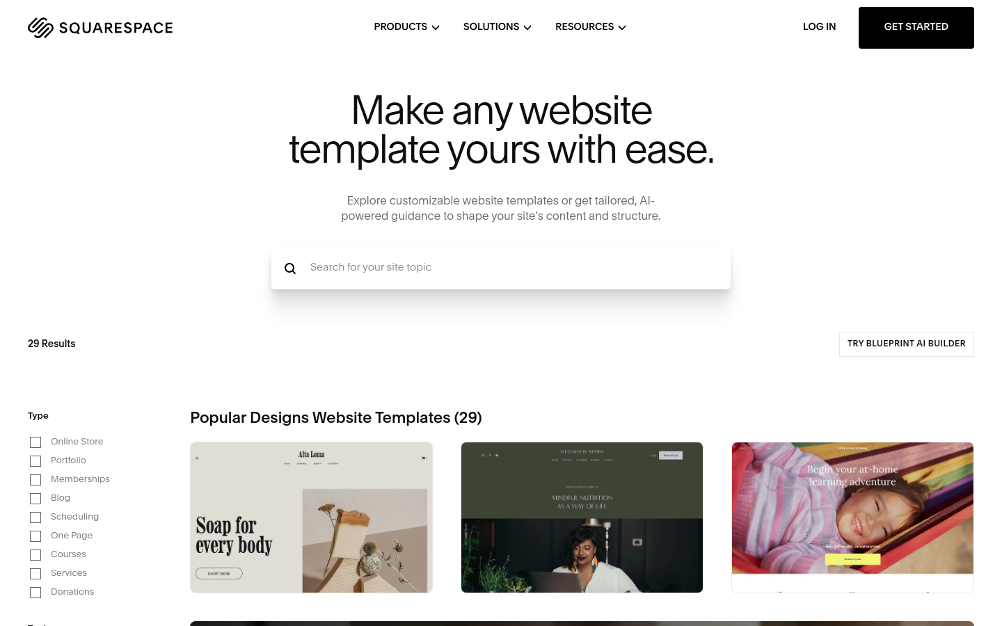 Squarespace website templates